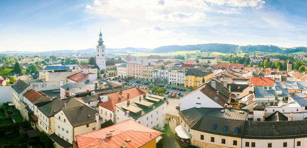 Kleine Historische Stadt Freistadt von oben