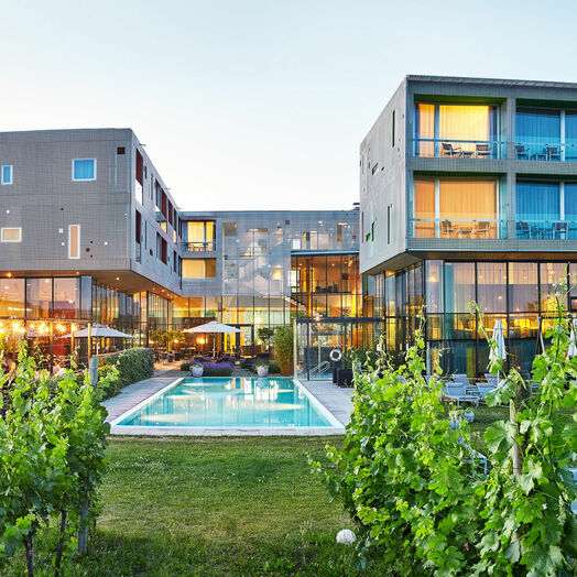 Im Kamptal in Niederösterreich, umgeben von Weingärten, sticht das Designhotel Loisium hervor.