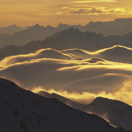 Abendstimmung über den Stubaier Alpen