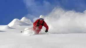 Deep powder snow skiing