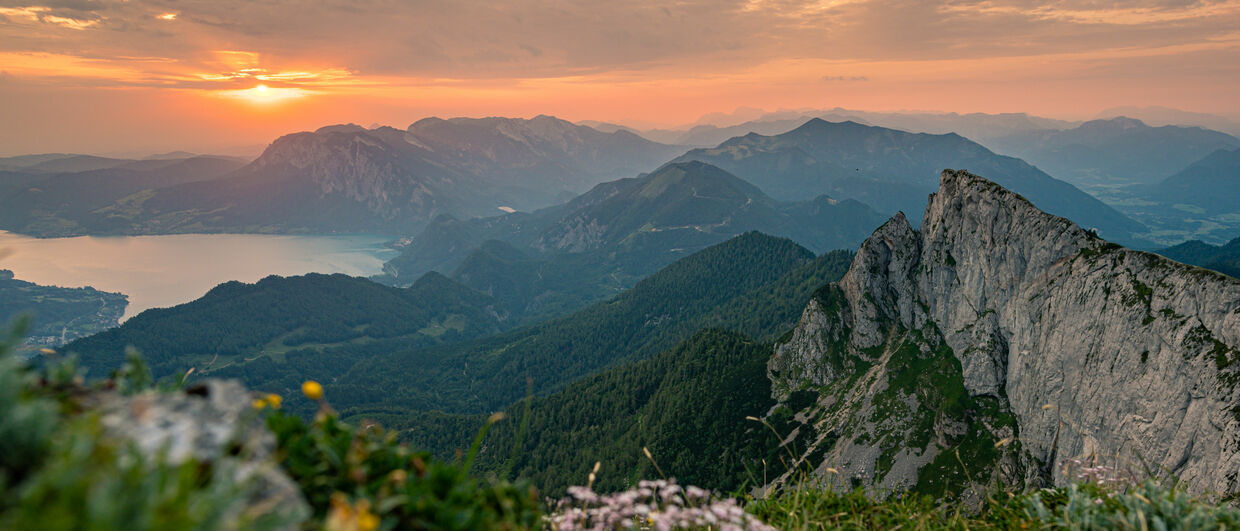 Večerní výhled z vrcholu Schafberg