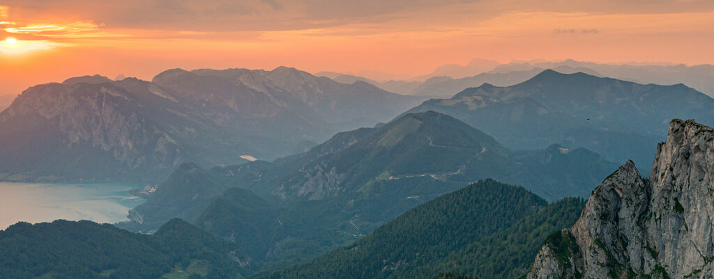 Večerní výhled z vrcholu Schafberg